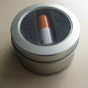 USB Stick Alu Geschenk Box rund, mit Fenster